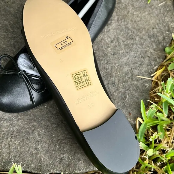 Purificacion Garcia Women’s Ballet Shoes Size 7.5 Black Slip On Flats Leather