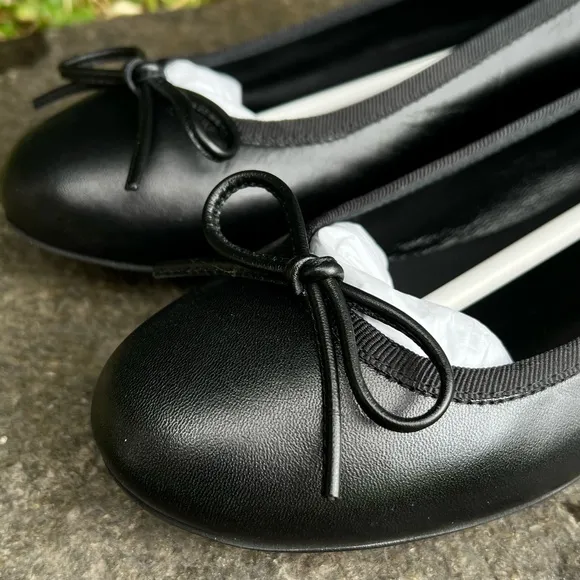 Purificacion Garcia Women’s Ballet Shoes Size 7.5 Black Slip On Flats Leather