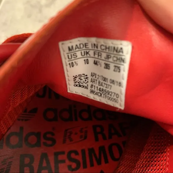 Raf Simons x Stan Smith Red Sneakers Adidas Size 10.5