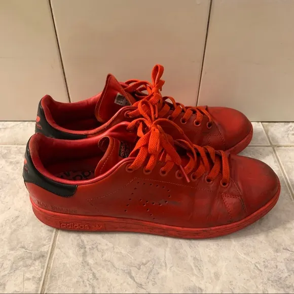 Raf Simons x Stan Smith Red Sneakers Adidas Size 10.5