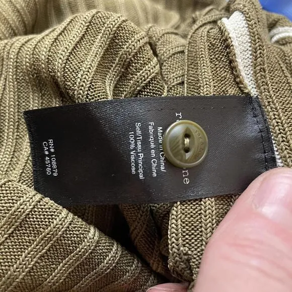 Rag &amp; Bone Olive Green Peyton Ribbed Polo Midi Dress size XL