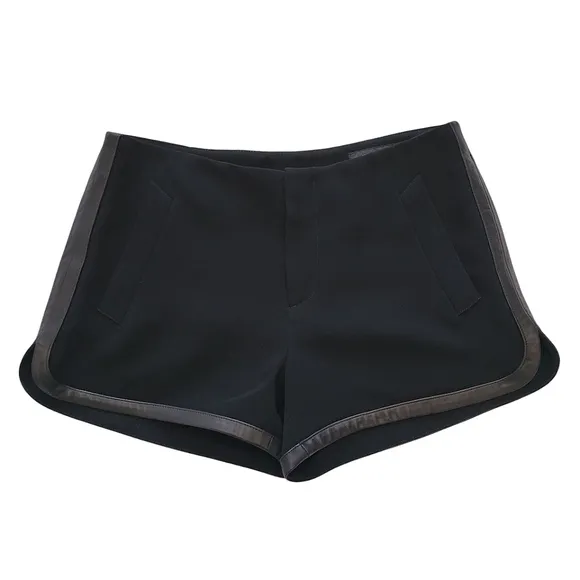 Rag &amp; Bone Platini Leather Trim Black Shorts