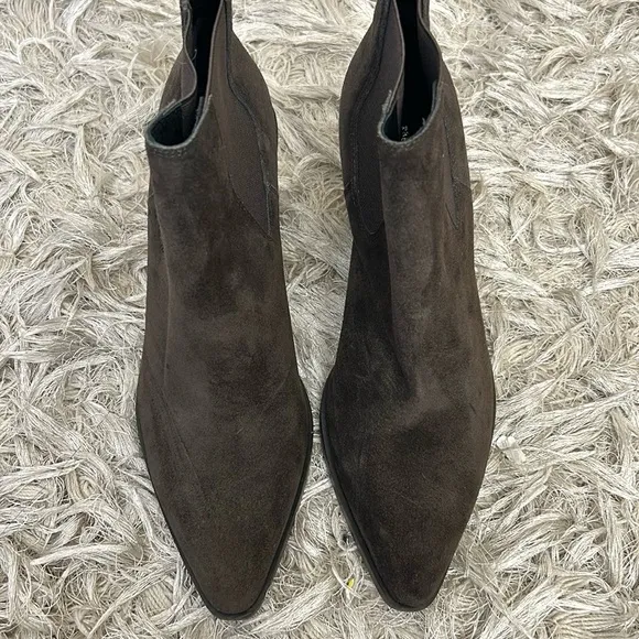 Rag &amp; Bone Razor Suede Western Chelsea Ankle Boots in Asphalt $495 size 8.5
