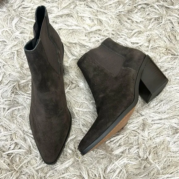 Rag &amp; Bone Razor Suede Western Chelsea Ankle Boots in Asphalt $495 size 8.5