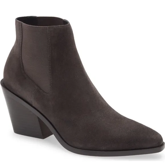 Rag &amp; Bone Razor Suede Western Chelsea Ankle Boots in Asphalt $495 size 8.5