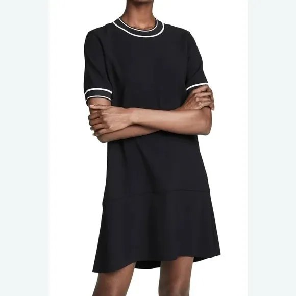 Rag &amp; Bone Short Sleeve Mini Swing Thatch Dress in Black, Size S