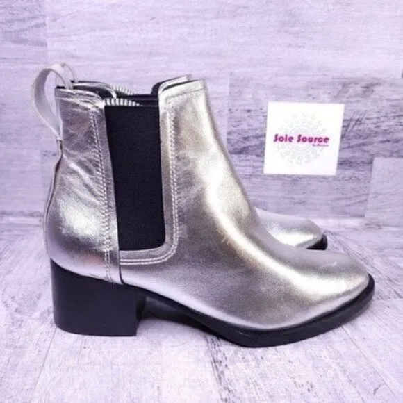 Rag &amp; Bone Walker Leather Slip on Chelsea Ankle Boot Silver sz 35 Women's sz 5