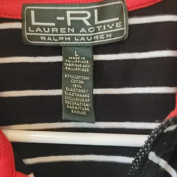Ralph Lauren Active Black White Red Stripe Skort Set