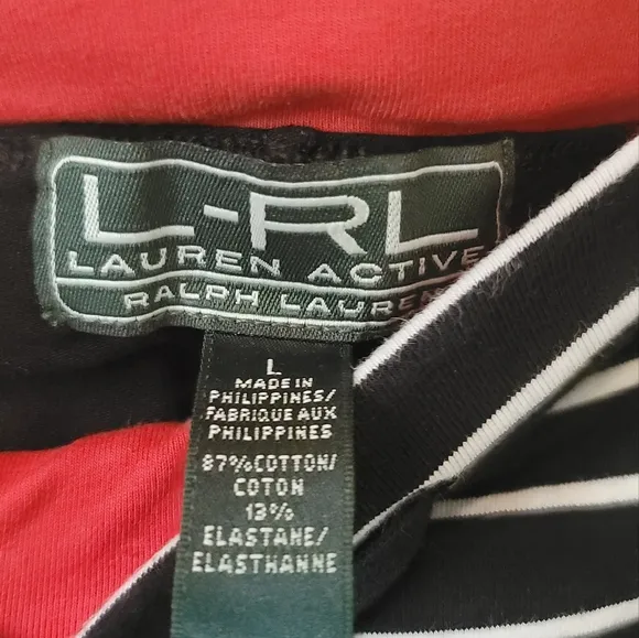 Ralph Lauren Active Black White Red Stripe Skort Set
