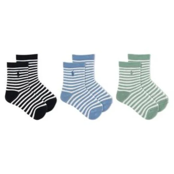 Ralph Lauren Baby Boys St. James Stripe Socks and Organic Pack 2 Packs 6 Pairs