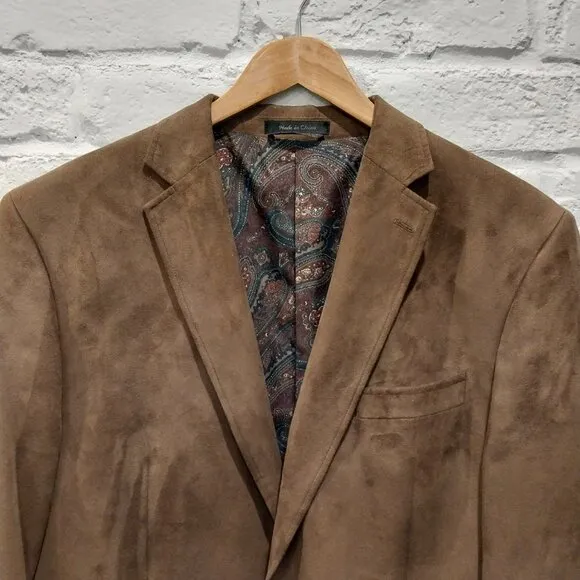 Ralph Lauren Sport Coat 44 L Brown Microsuede Brown Blazer Jacket Preppy Designe
