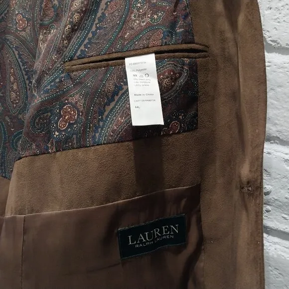Ralph Lauren Sport Coat 44 L Brown Microsuede Brown Blazer Jacket Preppy Designe