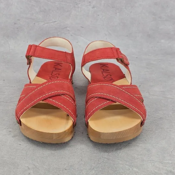 Rare New Kalso Earth Shoes Womens Size 6 Serene Red Cherry Leather Sandals