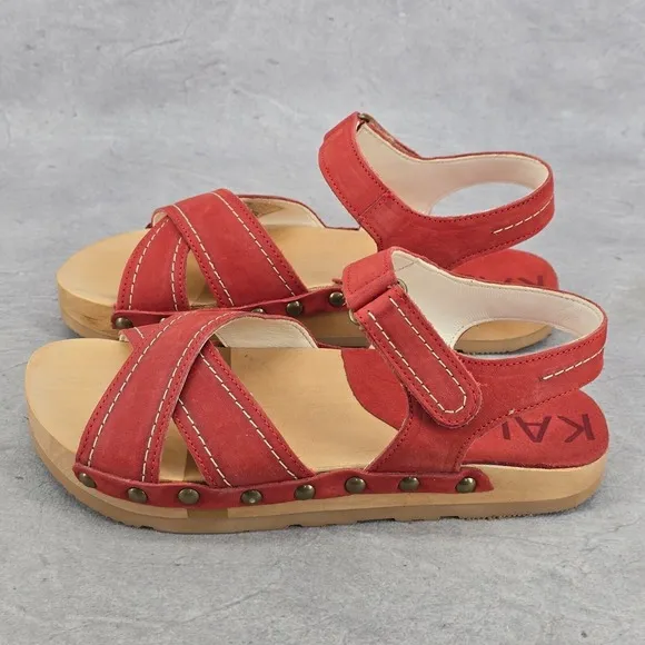 Rare New Kalso Earth Shoes Womens Size 6 Serene Red Cherry Leather Sandals