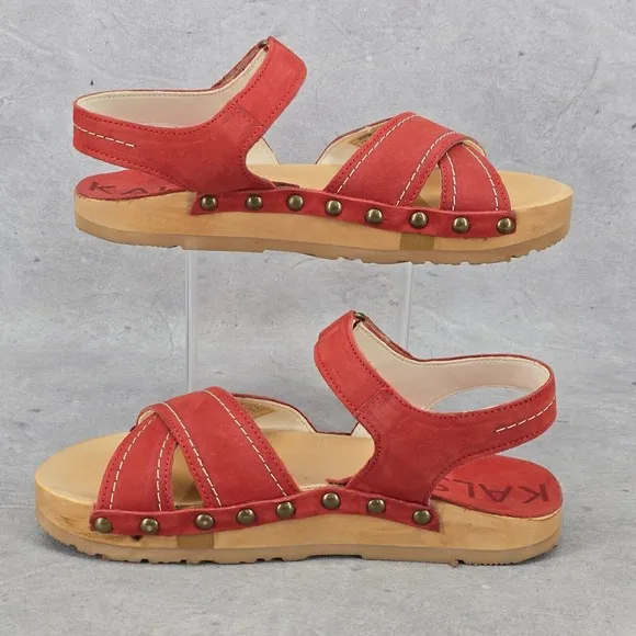 Rare New Kalso Earth Shoes Womens Size 6 Serene Red Cherry Leather Sandals