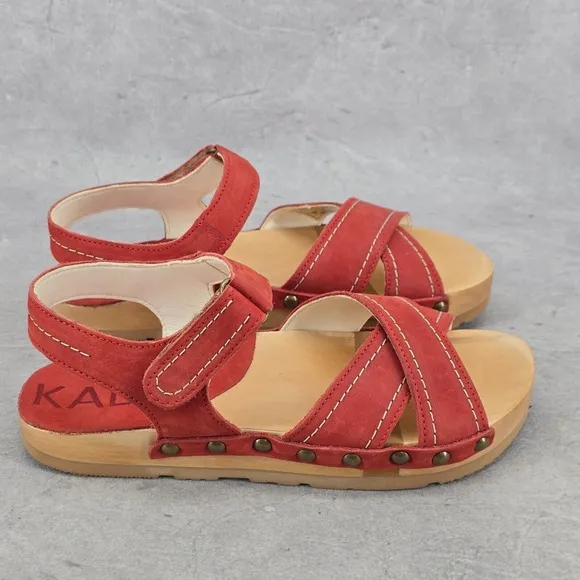Rare New Kalso Earth Shoes Womens Size 6 Serene Red Cherry Leather Sandals