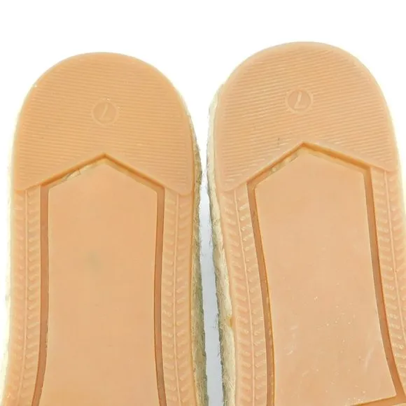 REBECCA MINKOFF Gold Silver Metallic Leather Flat Espadrille Slip On Shoes 7