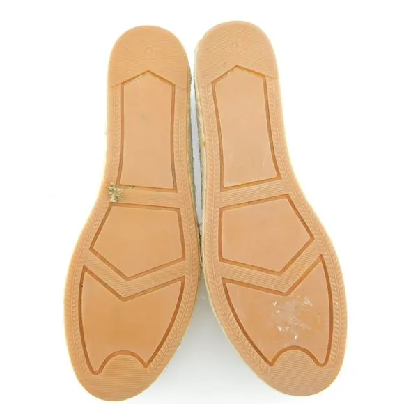 REBECCA MINKOFF Gold Silver Metallic Leather Flat Espadrille Slip On Shoes 7