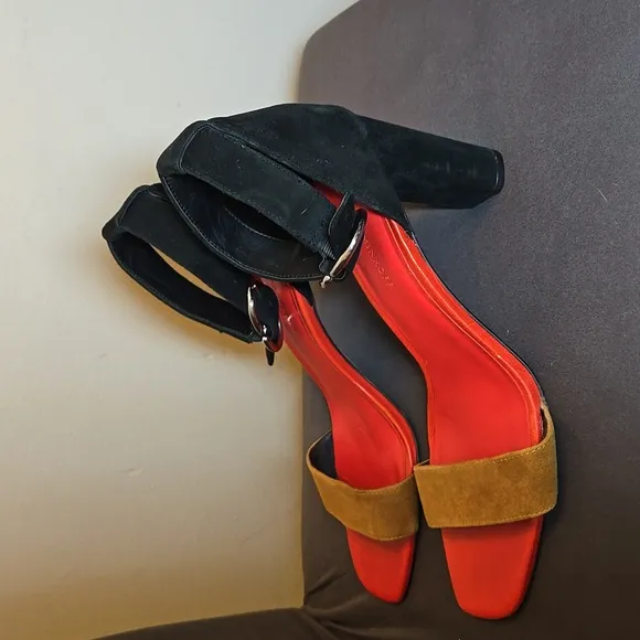Rebecca Minkoff Suede Leather Ankle Strap Heeled Sandals