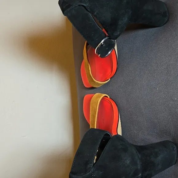 Rebecca Minkoff Suede Leather Ankle Strap Heeled Sandals