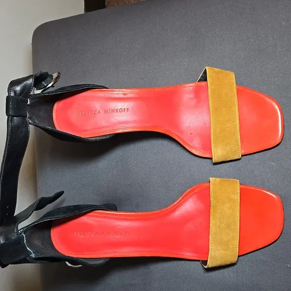 Rebecca Minkoff Suede Leather Ankle Strap Heeled Sandals