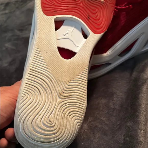 Red and White Athletic Shoes