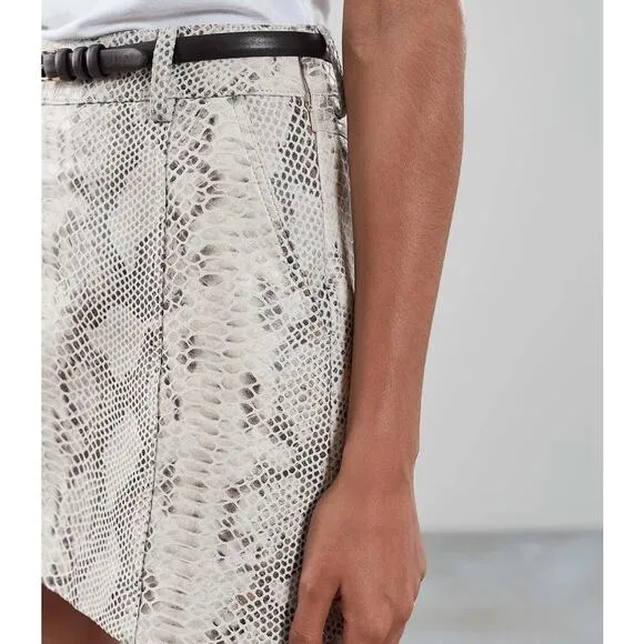 REISS. 🐍 Kora Snake Print Lambskin Leather Mini Skirt -2