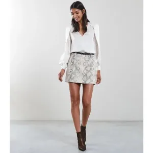 REISS. 🐍 Kora Snake Print Lambskin Leather Mini Skirt -2