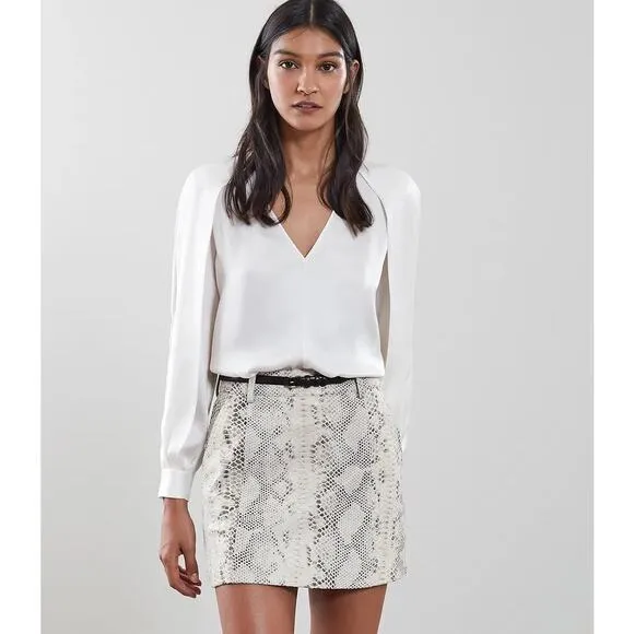 REISS. 🐍 Kora Snake Print Lambskin Leather Mini Skirt -2