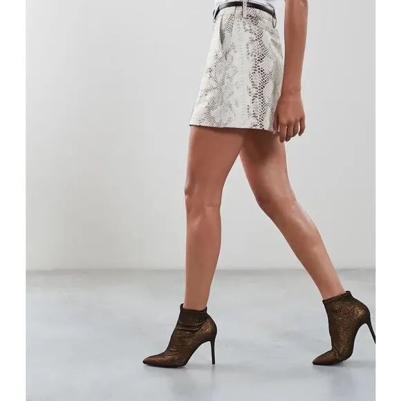 REISS. 🐍 Kora Snake Print Lambskin Leather Mini Skirt -2