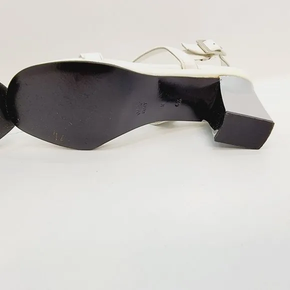 Rinaldi by Luigino/Stra‎ White Sandals - Metal Front Mirror Heels Size Size 6.5
