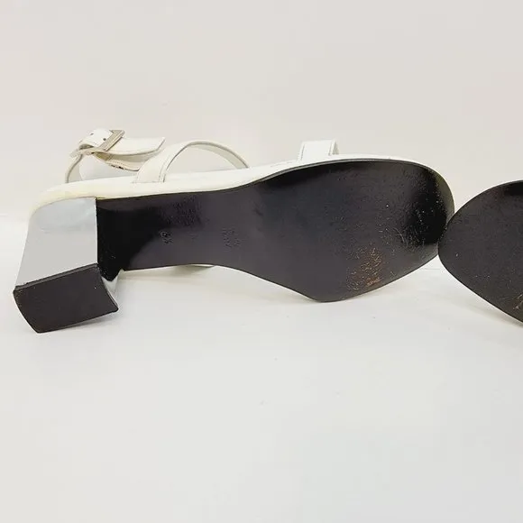 Rinaldi by Luigino/Stra‎ White Sandals - Metal Front Mirror Heels Size Size 6.5