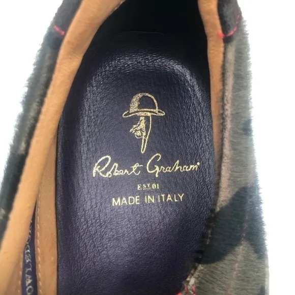 Robert Graham men’s calf hair slip on sneakers, army fatigue, pattern, size 13D