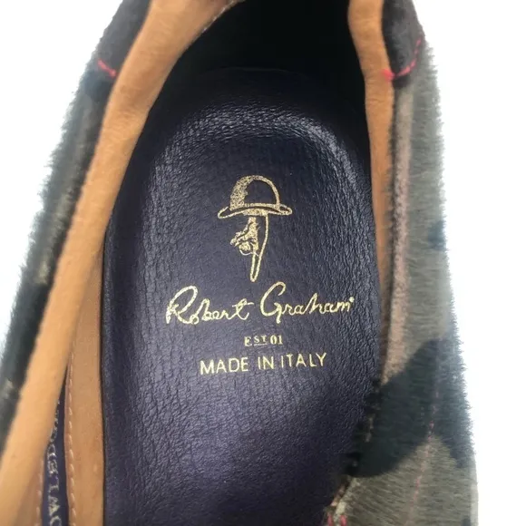 Robert Graham men’s calf hair slip on sneakers, army fatigue, pattern, size 13D
