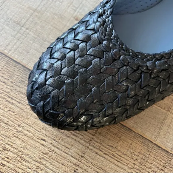 Robert Zur Ria Leather Weave Slip On Shoes Size 7 BLACK