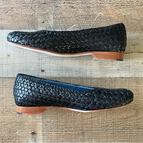 Robert Zur Ria Leather Weave Slip On Shoes Size 7 BLACK
