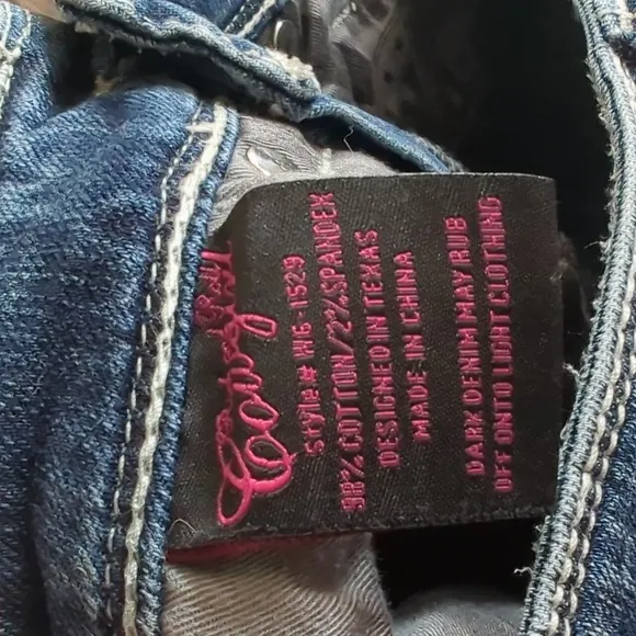 ROCK &amp; ROLL Cowgirl &quot;Rival Low Rise&quot; Bootcut blingy rodeo jeans sz 24x32L euc