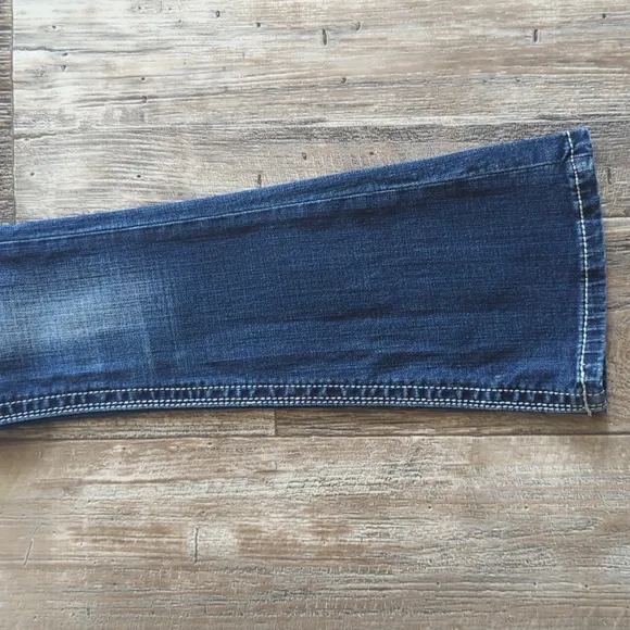 ROCK &amp; ROLL Cowgirl &quot;Rival Low Rise&quot; Bootcut blingy rodeo jeans sz 24x32L euc