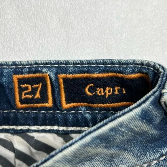 Rock Revival | Factory Distressed Blingy Xia Capri