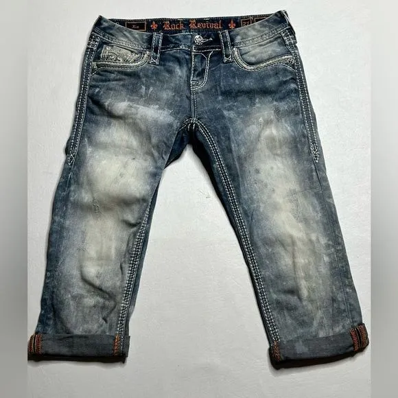 Rock Revival | Factory Distressed Blingy Xia Capri
