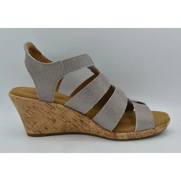 Rockport Women Size 8.5 Briah New Gladiator Metallic Leather Wedge Sandals Shoes