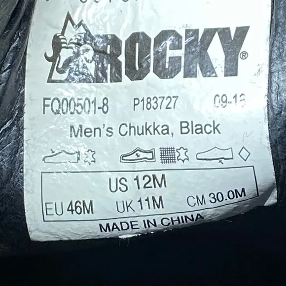 Rocky ProCell Black Leather Chukka Boots Men’s 12 Water Resistant FQ00501-8, EUC