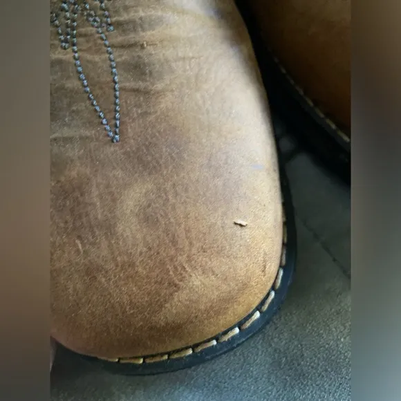 Rocky Rugged Brown Leather Boots Western Work Shoes Slip Resistant Waterproof 10