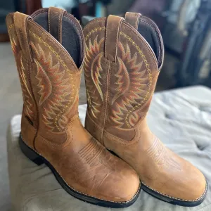 Rocky Rugged Brown Leather Boots Western Work Shoes Slip Resistant Waterproof 10