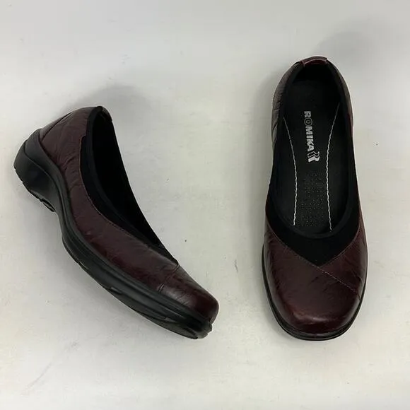 Romika cassie loafers women’s size 8 wine red leather slip on minimalist shoes