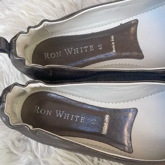 Ron White Women Natanya Mesh Metallic Pewter Ballet Flat Slip-on Shoes Sz 9.5/40
