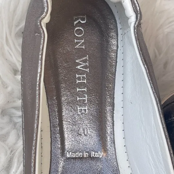 Ron White Women Natanya Mesh Metallic Pewter Ballet Flat Slip-on Shoes Sz 9.5/40
