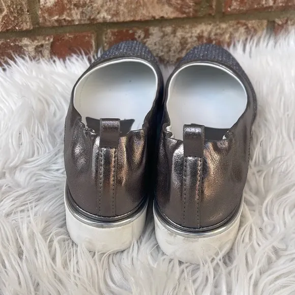 Ron White Women Natanya Mesh Metallic Pewter Ballet Flat Slip-on Shoes Sz 9.5/40