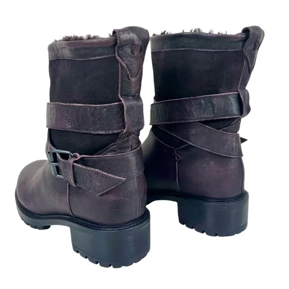 Ross &amp; Snow Women US 5 Emilina Shearling Boots Frosted Winter Plum Made in Italy