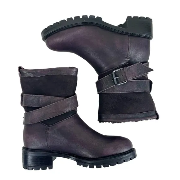 Ross &amp; Snow Women US 5 Emilina Shearling Boots Frosted Winter Plum Made in Italy